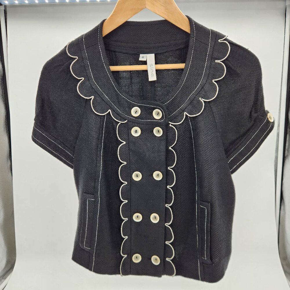 Sine for Anthropologie cropped women's jacket, black and white size 4
